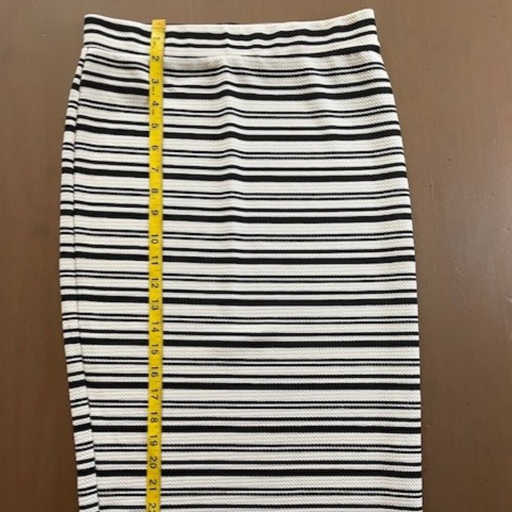 Beware; Striped Black & White Pencil Skirt